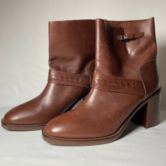 Aquatalia Evette Brown Leather Mid-Calf Boots - Picture 4 of 8